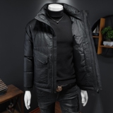 皮羽绒2024冬季男士标80绒羽绒服修身款皮衣印花外套1A05P255，男装羽绒服，电商D230