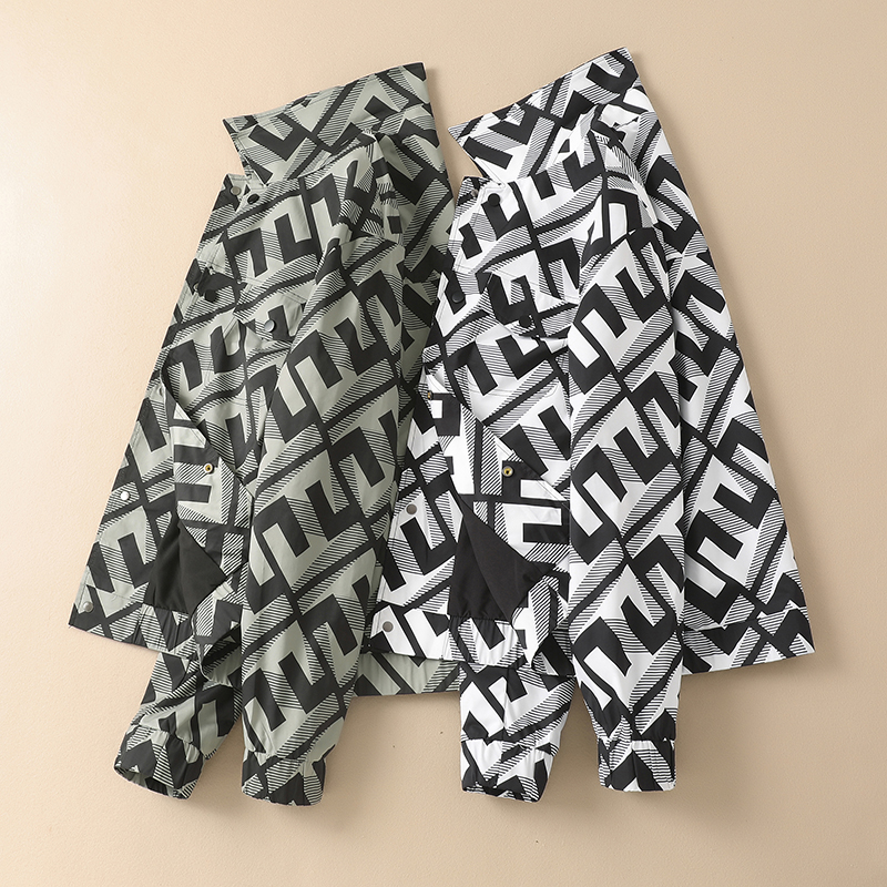 2024秋装新款男士工装休闲夹克衫西装领印花外套JK2205P155白色，男装夹克，电商D230