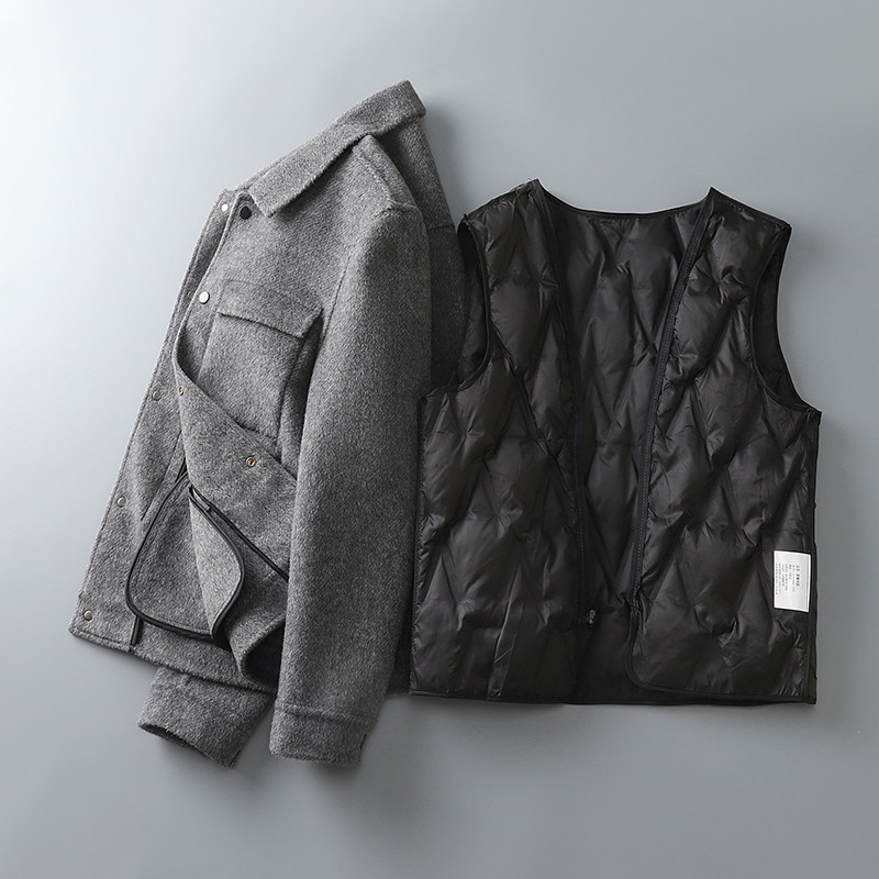 羽绒内胆可脱卸不单卖双面羊毛夹克毛呢大衣外套Y06031P380控698，男装毛呢大衣，电商D230