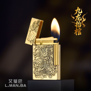 L.MANBA 浮雕九龙拉棺发财黄铜机 艾曼巴