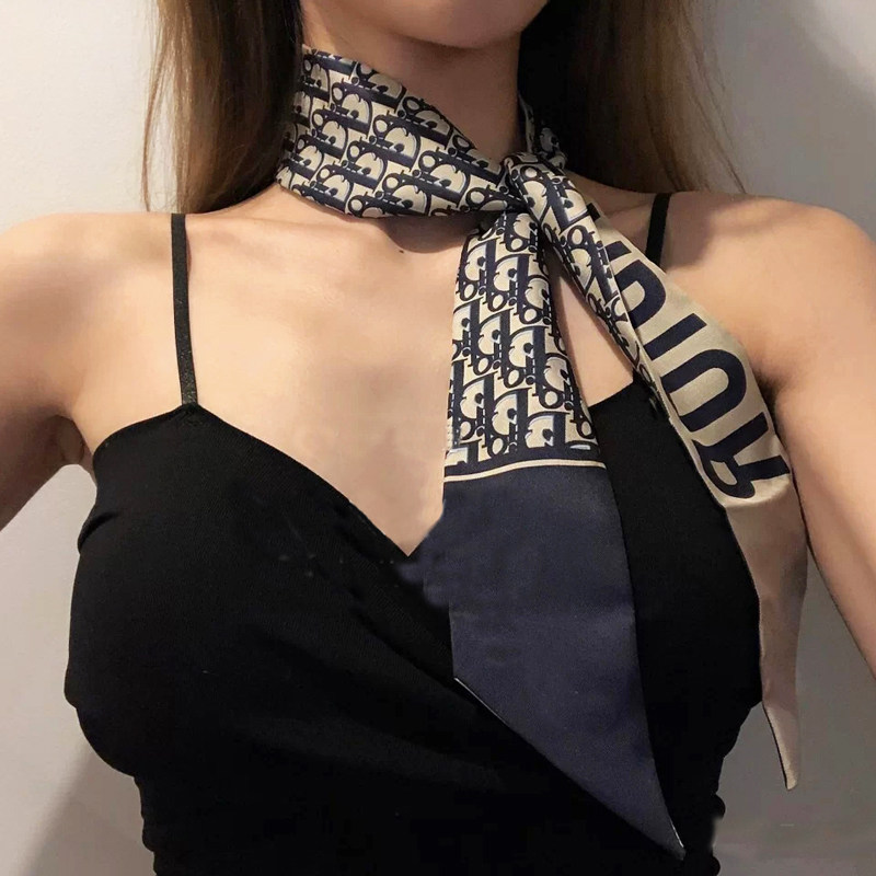 字母细窄长条小丝巾女春季2025新款护颈装饰仿真丝千鸟格丝巾百搭,服饰配件/皮带/帽子/围巾,围巾/丝巾/披肩,淘宝优惠券,粉丝福利购,淘宝优惠卷