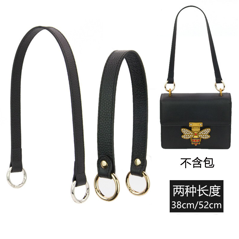 适用gucci蜜蜂包手提包带单买荔枝纹黑色手提带短款手挽手拎包带