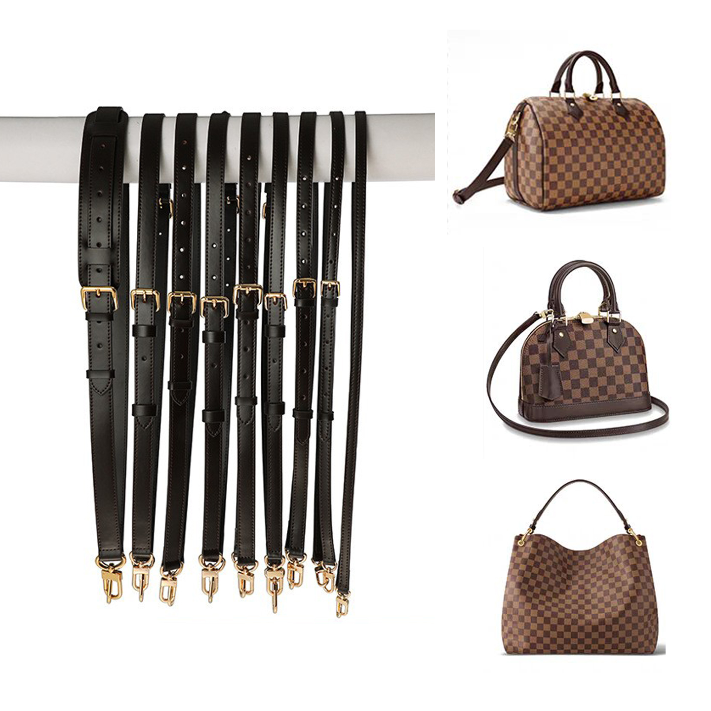 修面咖啡色可调节细肩带单肩斜挎