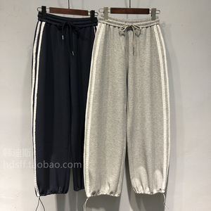 25春装韩国东大门新款双侧蕾丝白边宽松裤脚抽绳阔腿裤卫裤长裤女