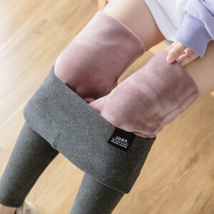 高腰打底裤女秋冬季加厚纯棉大码加绒棉裤紧身灰色外穿保暖长裤子