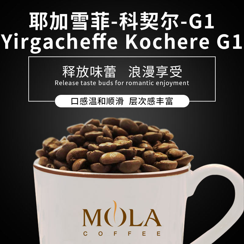 埃塞俄比亚科契尔G1水洗手冲单品咖啡豆 可现磨纯黑咖啡粉227g