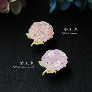 绣球花金属艺术胸针故宫国潮珐琅镀金文化艺术芙蕖节日送礼手提袋