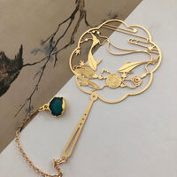 Ancient Style Metal Bookmark With Tassel And Koi Engraving thumbnail 6