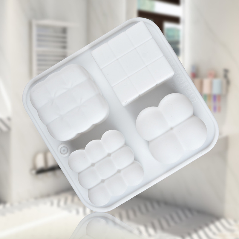 佳时4连小号不同3D魔方造型硅胶模具魔球蜡烛滴胶模具烘焙蛋糕模