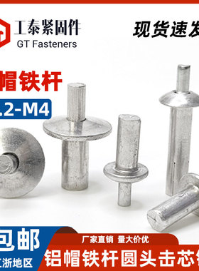 GB/T15855击芯铆钉铝帽不锈钢杆子圆头敲击式铆钉开花膨胀钉M4M3