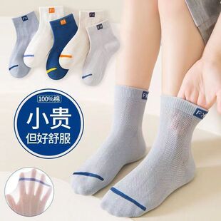 儿童袜子夏季薄款男童纯棉夏款短袜小女孩女童袜春夏a类网眼袜