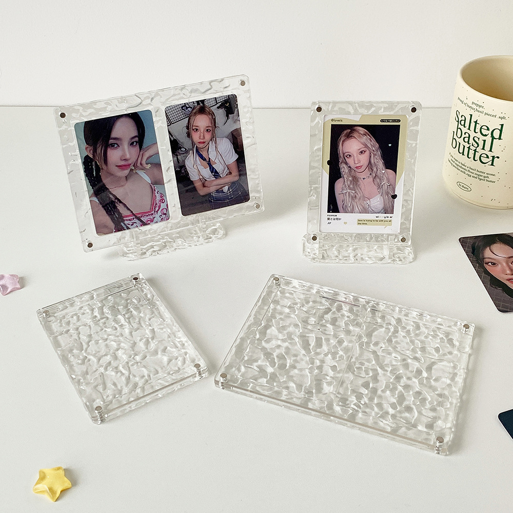 简约水波纹透明桌面卡套摆件