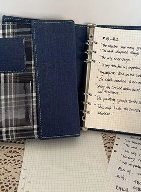 原创复古格纹活页笔记本A5高颜值少女心可拆卸随心配本子手账本
