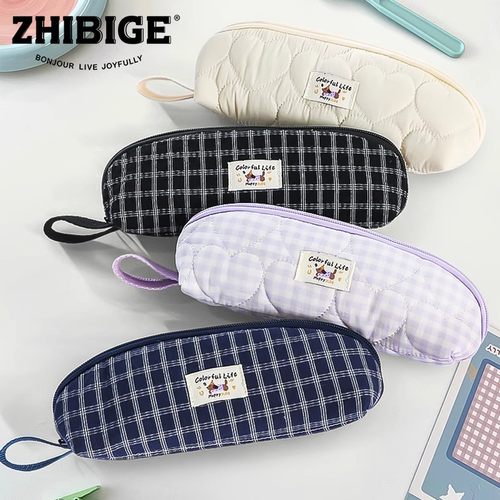 高颜值拉链简约格子便携可爱