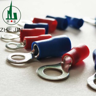 接线端子欧式圆型预绝缘RV冷压端子o型铜接线鼻子O型线耳黄铜