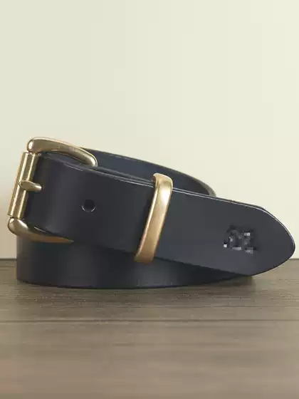 Rl Leather Belt Roller Buckle Genuine Leather Belt for Men Pure Copper Top Layer Cowhide Casual Youth Jeans Belt Trendy