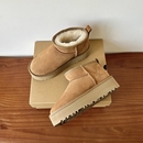 河南桑坡羊皮毛一体真皮纯羊毛松糕厚底增高mini雪地靴女短筒短靴
