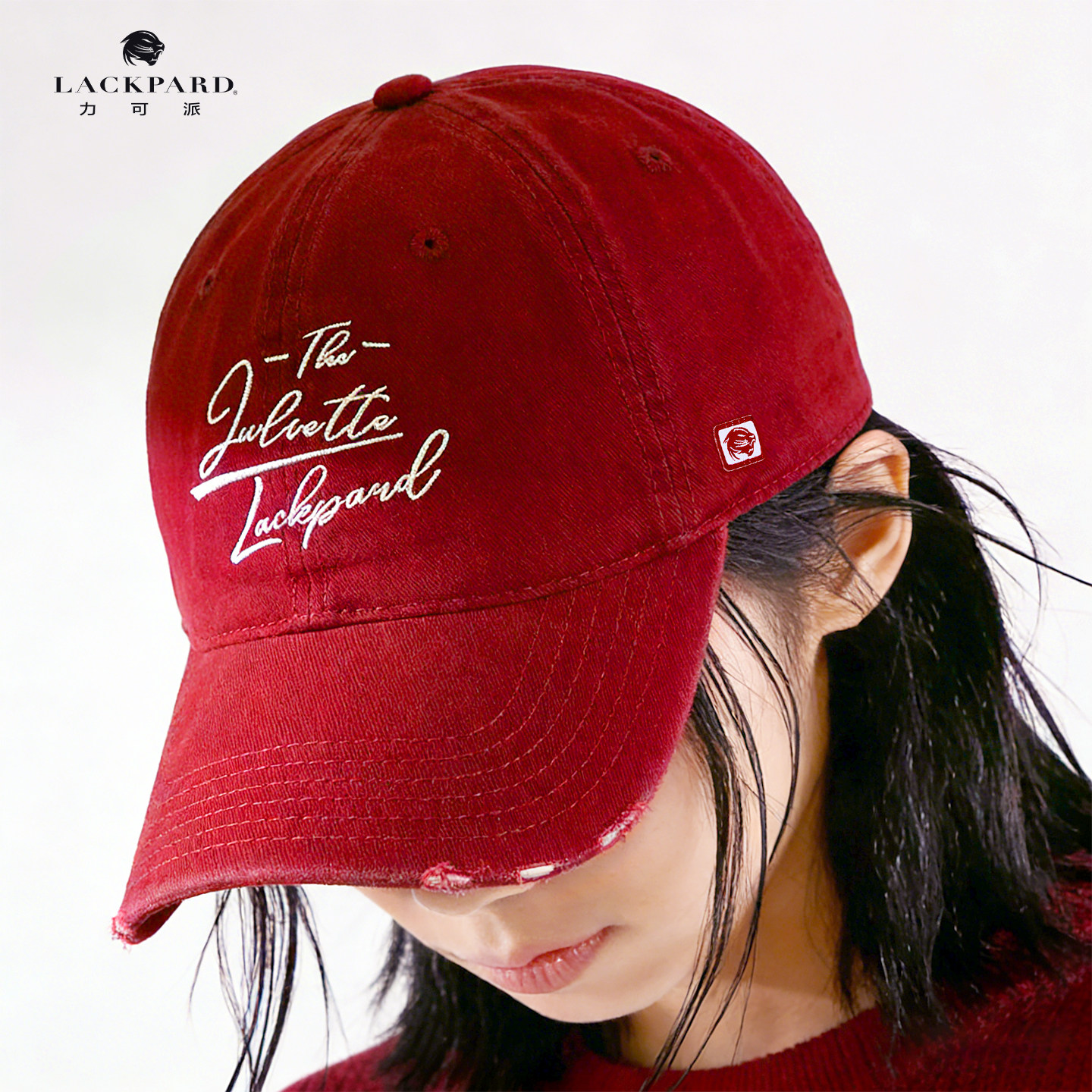 lackpard力可派棒球帽女26新款显脸小深顶鸭舌帽情侣破洞纯