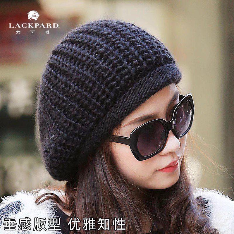 lackpard力可派毛线帽女羊毛贝雷帽洋气可爱针织帽子蓓蕾帽春
