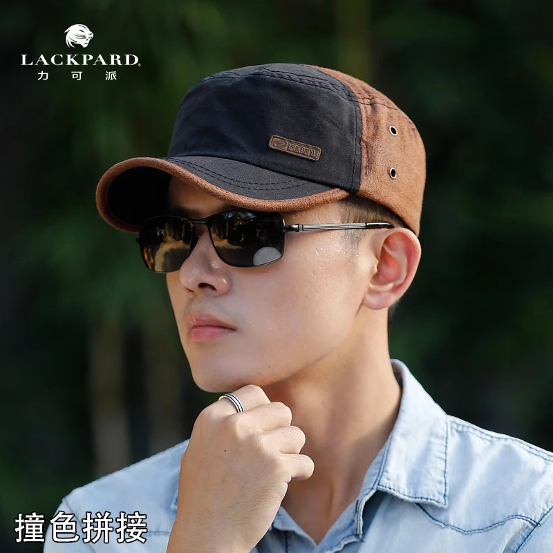 lackpard春夏男女平顶帽韩版复古休闲鸭舌帽文艺画家帽保暖帽