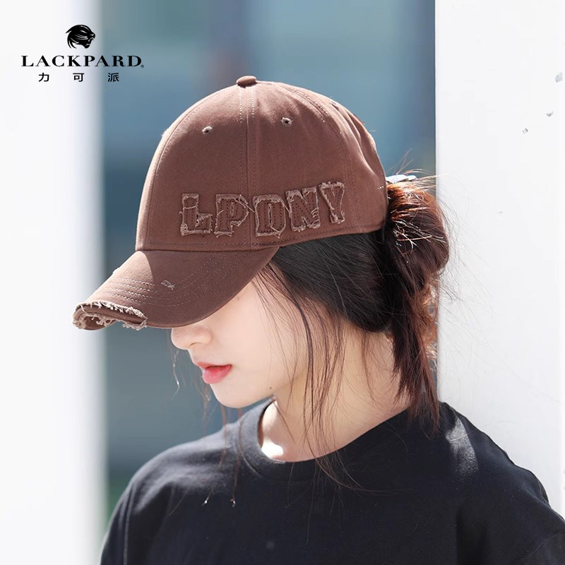 lackpard大帽檐棒球帽女显脸小硬顶鸭舌帽加大加深顶春夏灰色咖色