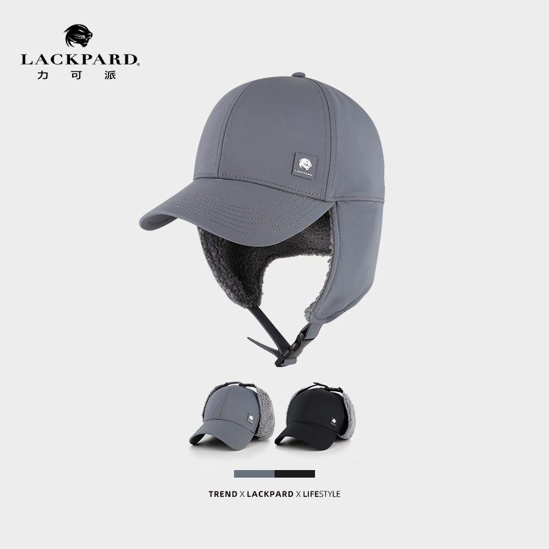 LACKPARD棒球帽男春季防风防水防寒护耳加绒雷锋帽户外运动帽子