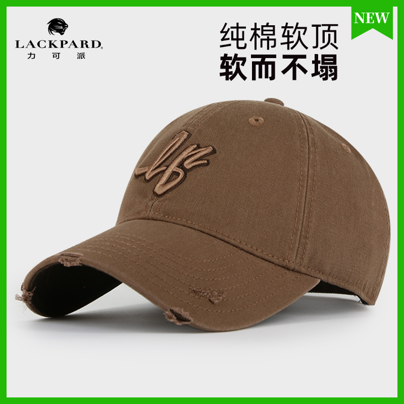lackpard力可派帽子女显脸小大头围破洞鸭舌帽纯棉时尚百搭棒球帽