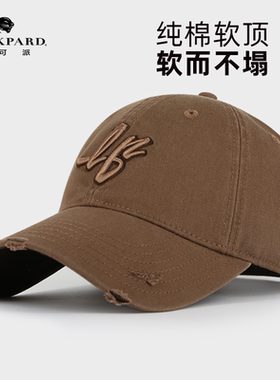 lackpard力可派帽子显脸小秋冬新款破洞鸭舌帽纯棉时尚百搭棒球帽