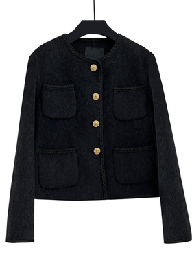 【黑色柳丁】2024春季新款小香风时尚短款气质粗花呢减龄上衣