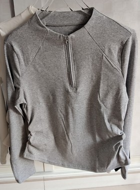 包邮女运动上衣显瘦弹力修身长袖春秋款运动上衣可内搭棉氨纶瑜伽