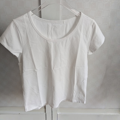 白色女士内衣上衣圆领套头短袖T恤基础打底衫棉氨纶弹力修身小衫