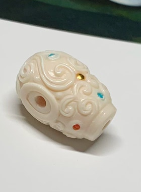24K金｜精工猛犸三通｜镶嵌绿松石南红