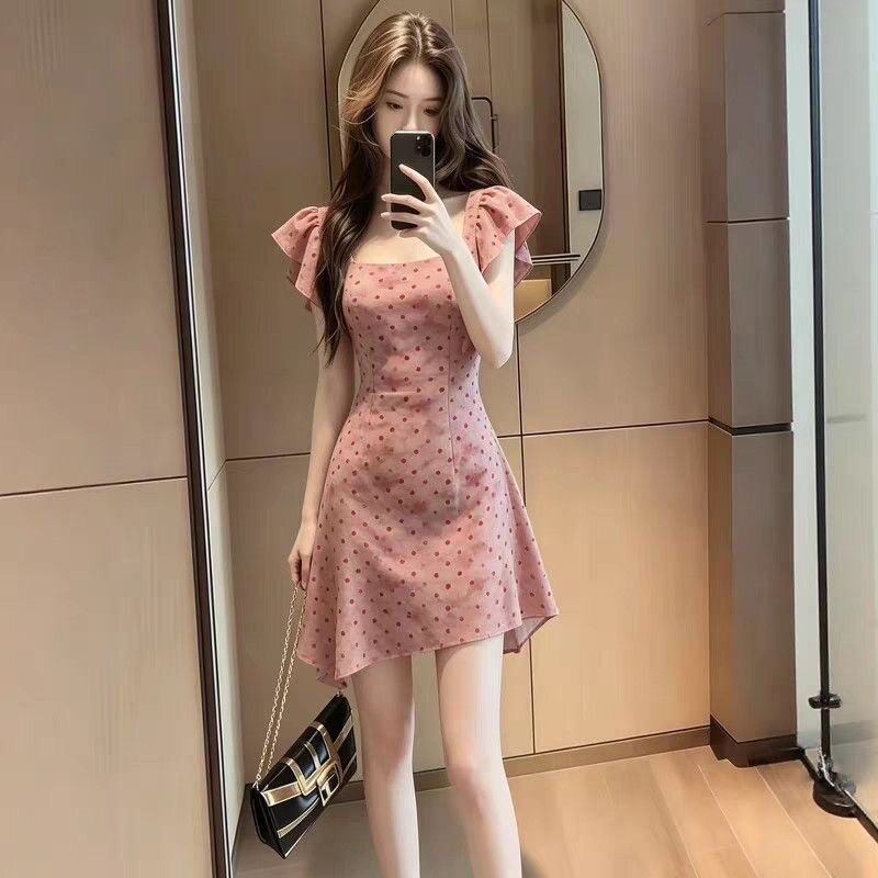 连衣裙夏季女2026新款爆款洋气法式显瘦波点时尚修身雪纺连衣裙