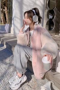 粉色羊羔毛棒球服外套女冬季新款韩版宽松加厚学院风减龄毛绒棉服图片