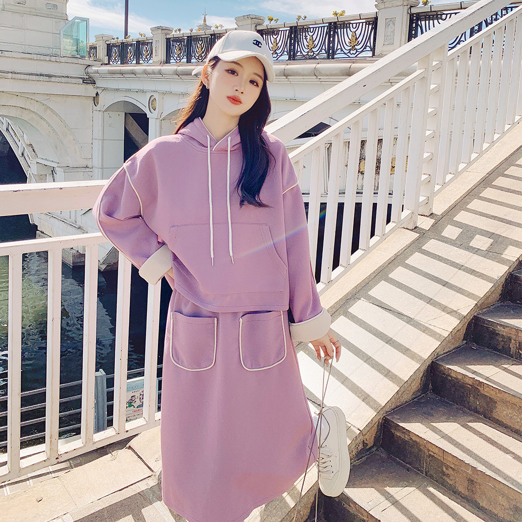 【档口现货】2023秋卫衣连帽套装裙C163-P145-控218买家秀,女装套装/套裙,浙宝256