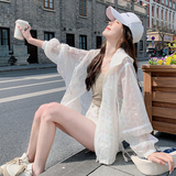 档口现货2023夏白色织带宽松旅游防晒衣连帽外套X363-P110-控168，女装防晒衣，浙宝256