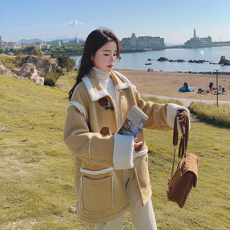 档口已现货2023冬新款皮毛一体羊羔毛外套D730-P185-控268,女装派克服,浙宝256