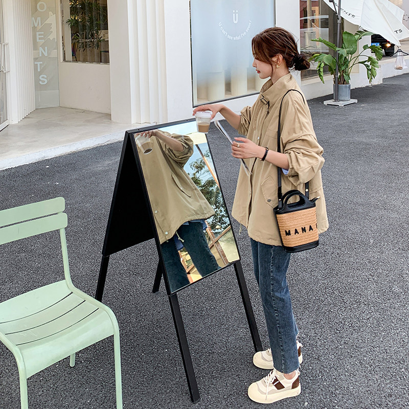 高级感卡其色风衣短外套女2025年春秋季新款韩系休闲宽松夹克上衣，女装短外套，浙宝256