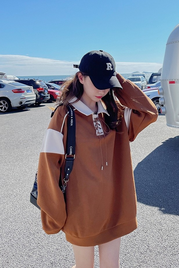 粉色polo领长袖卫衣女2025秋季新款运动休闲减龄小个子漂亮上衣潮,女装卫衣/绒衫,浙宝256