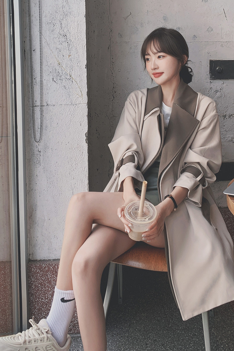 风衣外套女2025年春季新款今年流行休闲小个子森系宽松设计感大衣,女装风衣,浙宝256