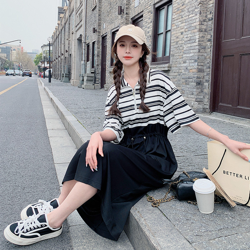 现货2023夏天丝条纹连衣裙凉快有弹性X365-P100-控158已缩水,女装连衣裙,浙宝256