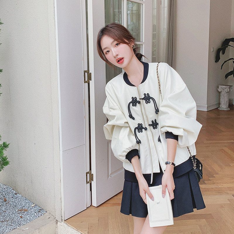 档口现货2023秋短款结棒球服皮衣PU短外套Q587-P140-控198,女装短外套,浙宝256