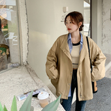 高级感卡其色风衣短外套女2025年春秋季新款韩系休闲宽松夹克上衣，女装短外套，浙宝256