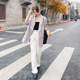 炸街紫色皮衣小西装外套女春秋韩版气质高级设计感气质御姐风西服，女装西装，浙宝256