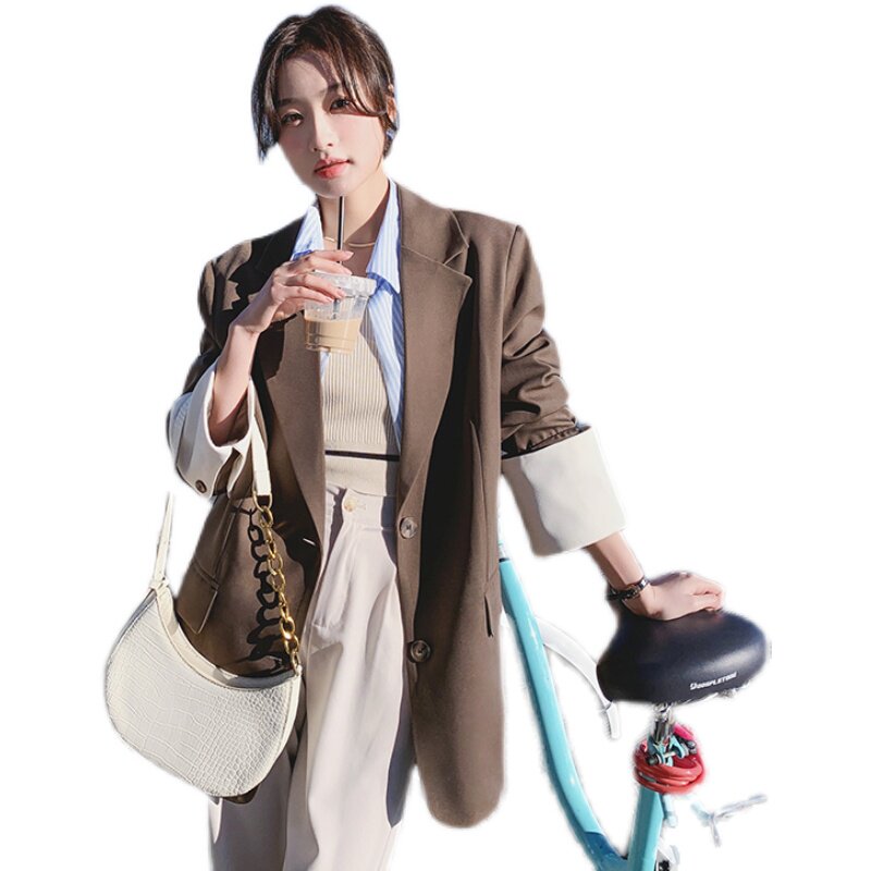 现货2023春西装外套袖口拼接C166-P120-控178,女装西装,浙宝256