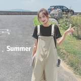 已现货2025夏短款背带裤棉布宽松高腰休闲X326-P85-控138，商品下架区，浙宝256