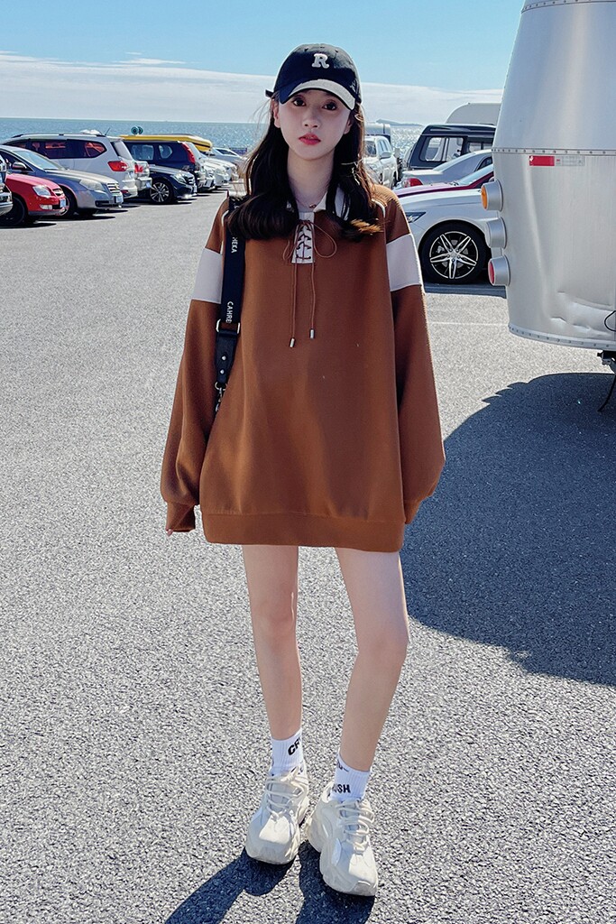 港味复古设计感小众焦糖色卫衣女小个子2025春秋新款韩系休闲上衣,女装卫衣/绒衫,浙宝256