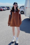 港味复古设计感小众焦糖色卫衣女小个子2025春秋新款韩系休闲上衣，女装卫衣/绒衫，浙宝256