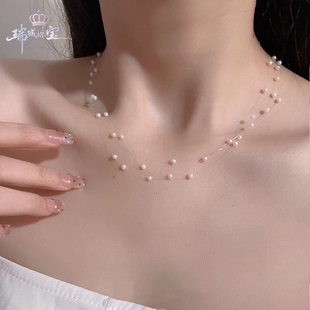 满天星天然淡水珍珠项链女2025新款爆款锁骨链超仙纯欲choker颈链