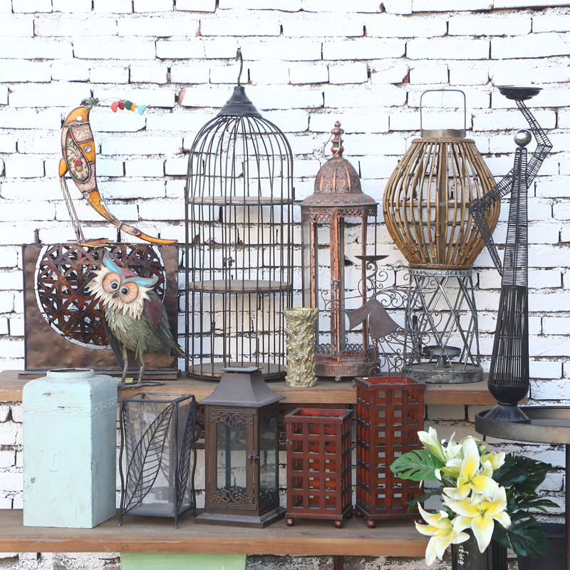 孤品大集合--外贸复古家居饰品铁艺木质做旧园艺杂货摆件工艺品